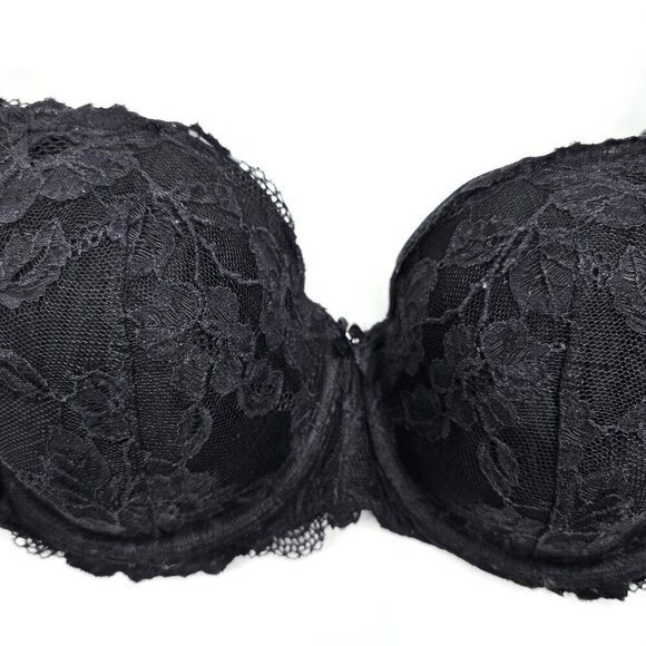 Victoria's Secret Black Lace Underwired Lined Semi Demi Buste Double Bra - Picture 2 of 9
